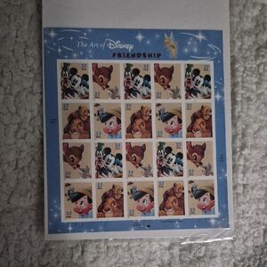 Disney Friendship Collectible Stamp Sheet - Blue, White, Cream